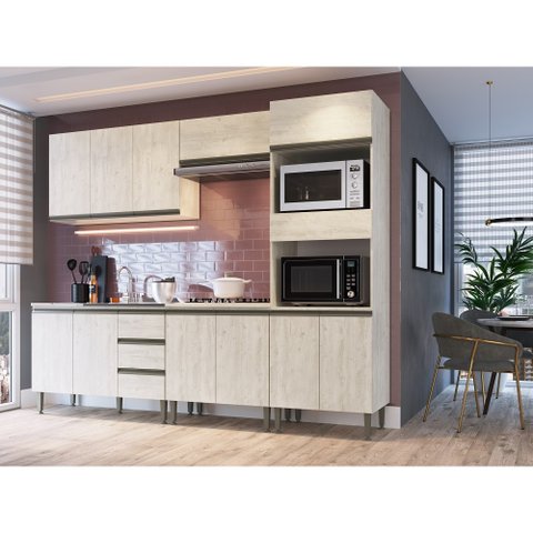 Cozinha Americana Completa Modulada Greta 5 peças 11 PT e 3 GV Crema - Megasul