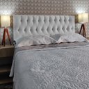 Ver imagem 1 de Cabeceira Cama Casal Capitonê Vintage Suede Branco 60 Rbl