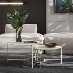 Jogo de Mesa de Centro Prisma Off White - EJ Móveis - 3