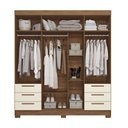 Ver imagem 2 de Guarda-roupa Casal Tibagi 4 Portas 6 Gavetas com Espelho Jatoba/areia - Pnr Móveis