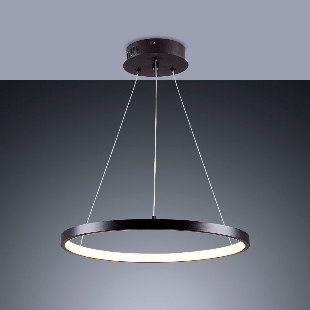 Lustre Led Moderno Luxuoso 1 Anel Ring 60cm 29w 6500k:preto - Luz Branca Fria 6500k - 2