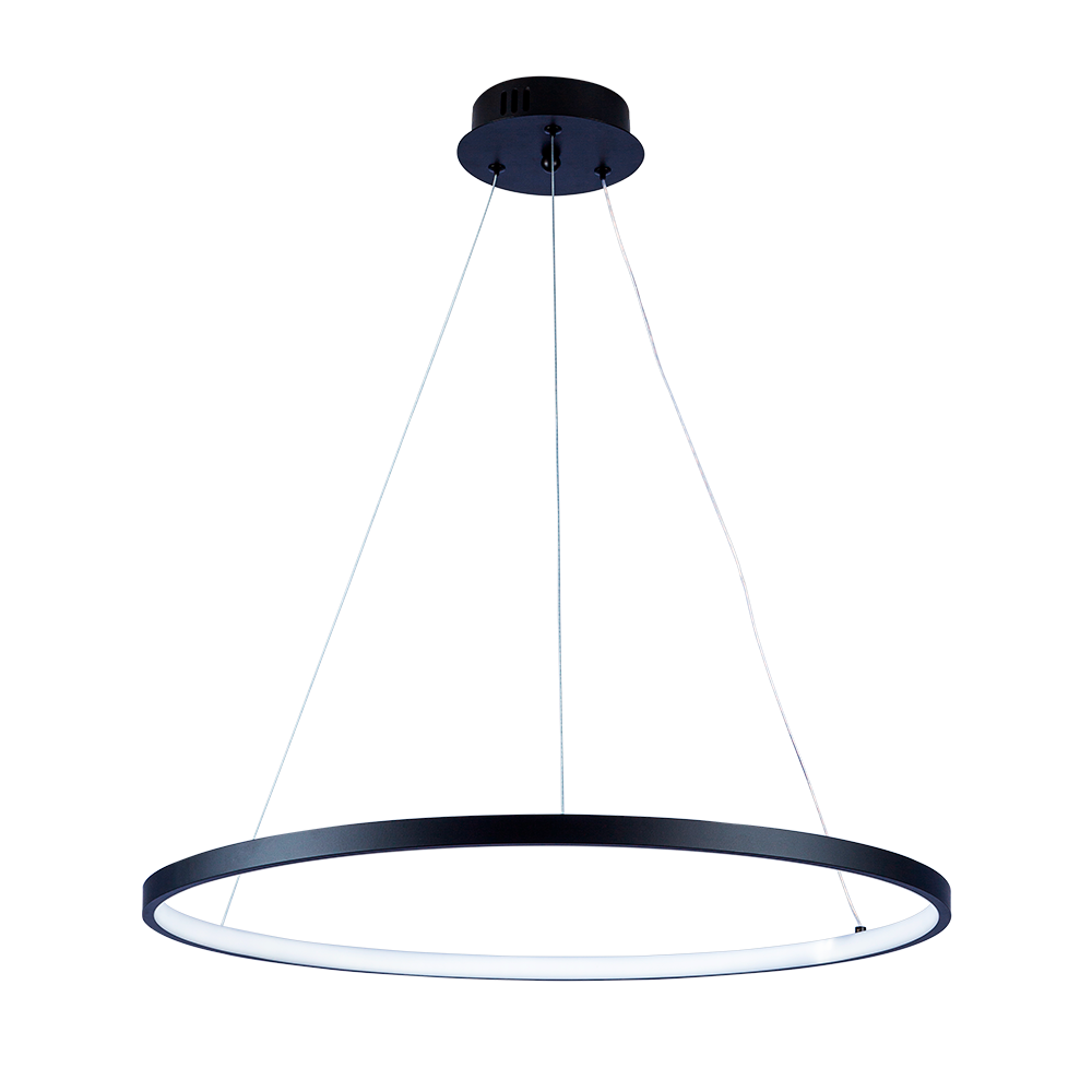 Lustre Led Moderno Luxuoso 1 Anel Ring 60cm 29w 6500k:preto - Luz Branca Fria 6500k