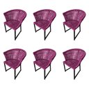 Ver imagem 1 de Kit 6 Cadeiras Salinas Corda Náutica Base em Alumínio Preto/rosa