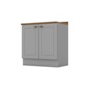 Ver imagem 6 de Balcão 80cm com Tampo 2 Portas Americana Henn - Cinza/nature