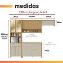 Ver imagem 3 de Armário de Cozinha Completa 100% Mdf 8 Portas 4 Gavetas Cléo Madeirado/off White Nesher Madeirado/