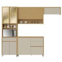 Ver imagem 1 de Armário de Cozinha Completa 100% Mdf 8 Portas 4 Gavetas Cléo Madeirado/off White Nesher Madeirado/