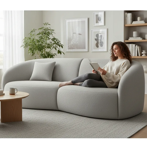 Sofá Sala Nuvem 210cm Conforto Premium Decorativo Orgânico:Cinza