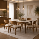Ver imagem 1 de Mesa de Jantar Imperial 6 Lugares 135cm Elegante com Vidro