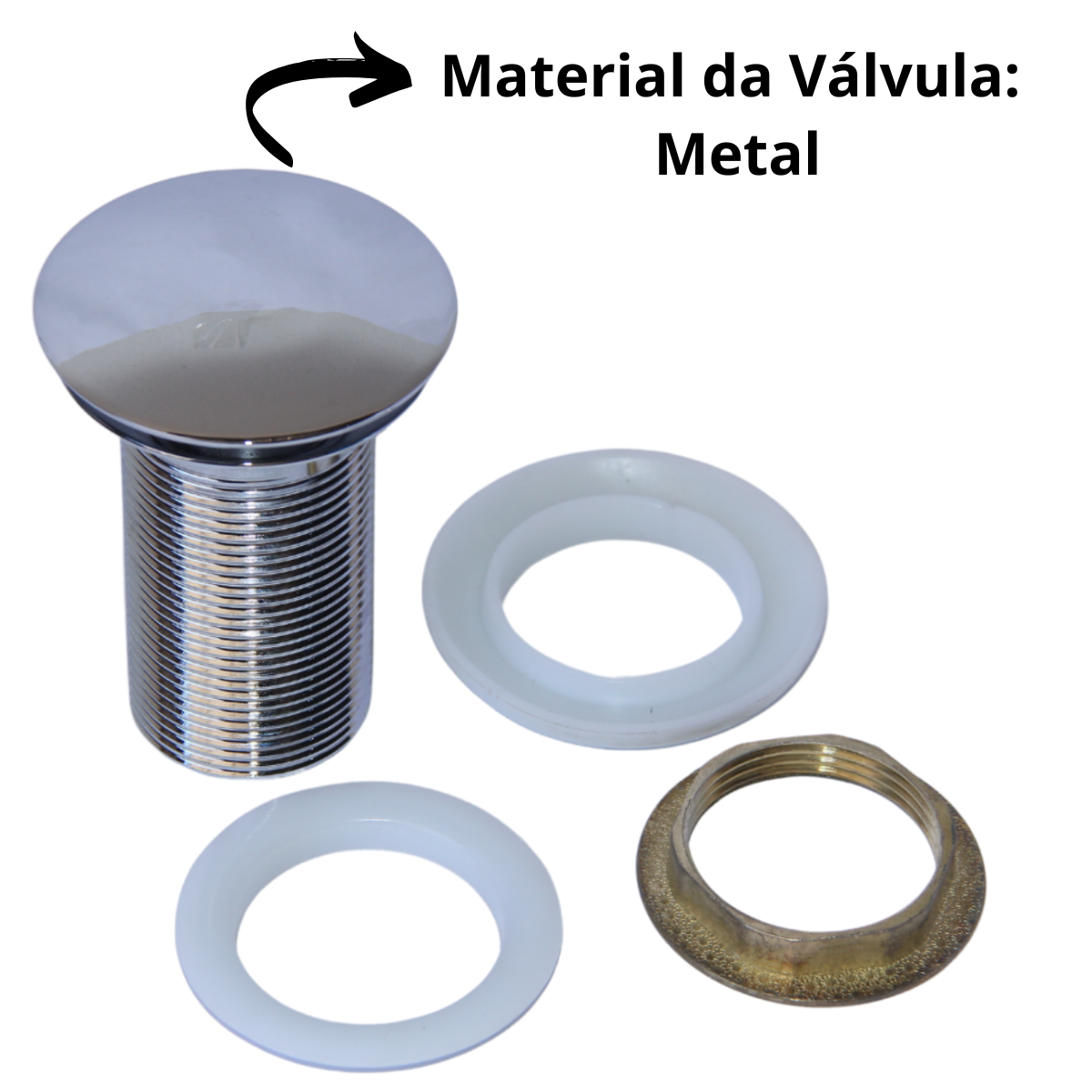 Kit 02 Válvula Ralo Click 1.1/4 Metal P/ Pia e Cuba Cromada - 5