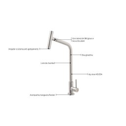 Torneira Versa Tramontina em Aço Inox com Bica Articulada - 2