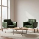 Ver imagem 1 de Poltrona Sala Decorativa Kit 2 Elisa Pé Aço Lateral Preto Sintético Pu Verde D03 - D’Rossi