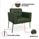 Ver imagem 3 de Poltrona Sala Decorativa Kit 2 Elisa Pé Aço Lateral Preto Sintético Pu Verde D03 - D’Rossi