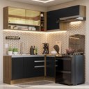 Ver imagem 1 de Armário de Cozinha Completa de Canto 349cm Rustic/Preto Glamy Madesa 06