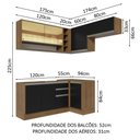 Ver imagem 4 de Armário de Cozinha Completa de Canto 349cm Rustic/Preto Glamy Madesa 06