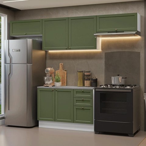 Armário de Cozinha Completa 280 Cm Vik Madesa 01 Branco/verde