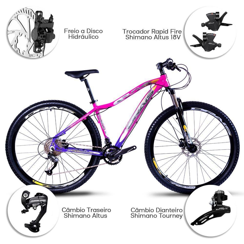 Bicicleta Aro 29 Drais Chillout 18V Shimano Altus 17" Pink/Roxo - 325 - 2