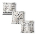Ver imagem 4 de Kit 3 Capas de Almofada 43x43cm Microfibra Floral Arabesco Bege Clássico