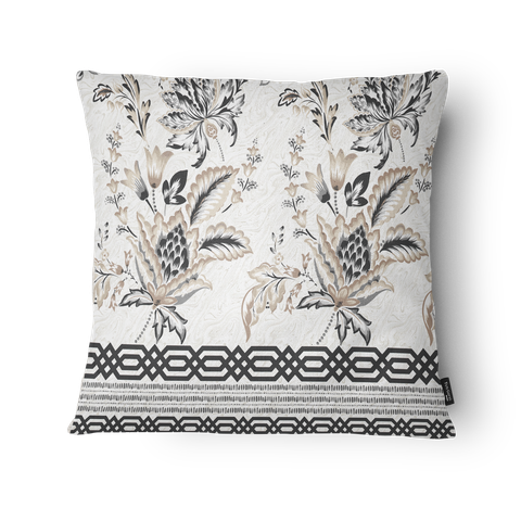 Kit 3 Capas de Almofada 43x43cm Microfibra Floral Arabesco Bege Clássico