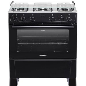 Fogão 5 Bocas Atlas Mônaco Plus Preto com Mesa Inox Bivolt