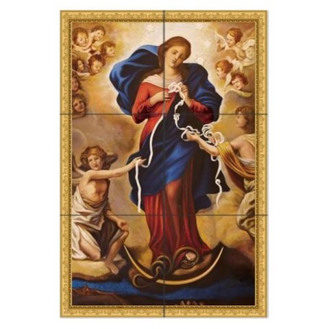 Quadro Nossa Senhora Desatadora Dos Nós 60x40 em Azulejos