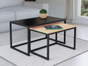 Ver imagem 1 de Conjunto Mesa de Centro Industrial 84cm e 80cm Aço Preto Duo Madeira Don Castro Decor