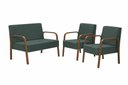 Ver imagem 1 de Conjunto Luna 1 Poltrona 2 Lugares e 2 poltronas de 1 lugar Braço Madeira D Salla Suede Verde