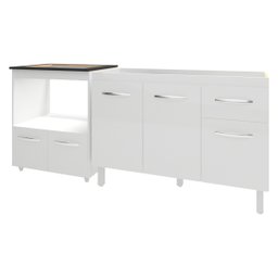 Cozinha Armário Balcão Gabinete de Pia Aline 120 Cm e Balcão Evelyn para Fogão Cooktop 5 Bocas e For - 4