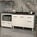 Ver imagem 2 de Cozinha Armário Balcão Gabinete de Pia Aline 120 Cm e Balcão Evelyn para Fogão Cooktop 5 Bocas e For