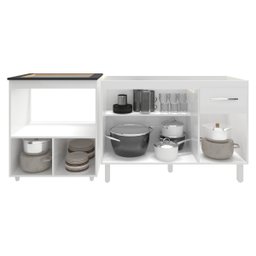 Cozinha Armário Balcão Gabinete de Pia Aline 120 Cm e Balcão Evelyn para Fogão Cooktop 5 Bocas e For - 5