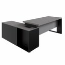 Ver imagem 2 de Mesa para Escritório com Armário Lateral e Caixa de Tomadas Mesa Dinâmica Diretor 3 Gavetas Cinza