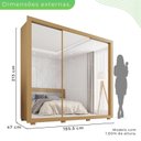 Ver imagem 4 de Guarda-Roupa Casal 3 Portas com Espelho 4 Gavetas com Pés Costa Rica Marrom Jequitibá