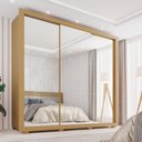 Ver imagem 1 de Guarda-Roupa Casal 3 Portas com Espelho 4 Gavetas com Pés Costa Rica Marrom Jequitibá