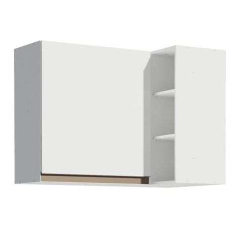 Armário Aéreo de Canto Madesa Reims 1 Porta e Adega Branco Cor:Branco