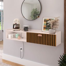 Aparador Parede Classic 90 Cm Mesa Café Nicho Multiuso Decoração Escritório Hall Entrada Sala - - 5