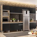 Ver imagem 2 de Cozinha Modulada 6 Módulos Composição 8 Castanho/Preto - Lumil Móveis