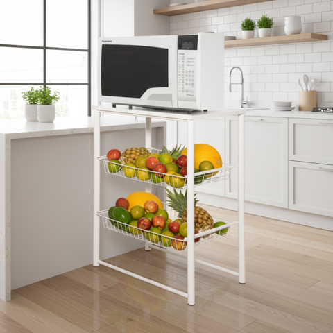 Fruteira em Branco Craquelado – Tampo em Aço:branco