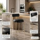 Ver imagem 4 de Banqueta Cozinha Média com Encosto Industrial Champanhe Kit 4 Londres PU D03 - D'Rossi