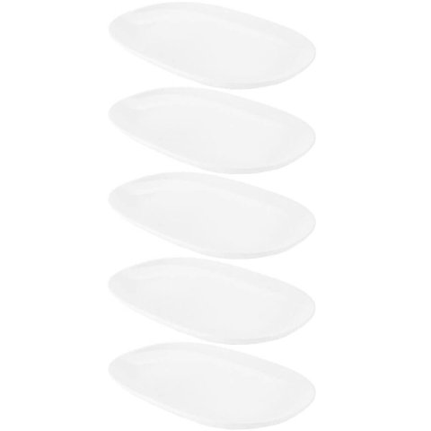 5 Bandejas para Servir Melamina Branca 34x22cm Buffet Travessa de Saladas Oval Restaurante