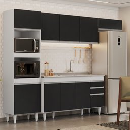 Armário de Cozinha Modulada 4 Peças CP12 com Pia Inox Branco/Preto - Lumil Lumil Móveis - 2