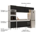 Ver imagem 3 de Armário de Cozinha Modulada 4 Peças CP12 com Pia Inox Branco/Preto - Lumil Lumil Móveis