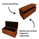 Ver imagem 3 de Bau Solteiro Capitonê Pé de Cama Decoração Guarda Objetivos Sapateira - Terracota