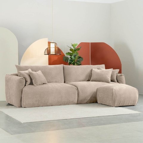 Conjunto Sofá 260cm e Puff Comfy CabeCasa MadeiraOriginals