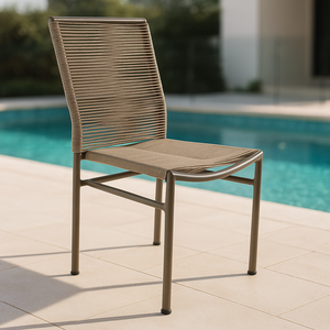 Cadeira Lari em Aluminio e Corda Nautica Bege