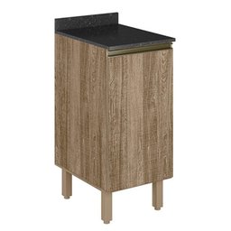 Balcão 1 Porta Kali Premium 40cm Carvalho com Tampo MDF 25mm - Nicioli - 1