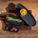 Ver imagem 6 de Kit 40 Travessas Oval Mini 16,5x8cm Rasa Cerâmica Preto Buffet Evento Antepasto