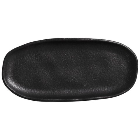 Kit 40 Travessas Oval Mini 16,5x8cm Rasa Cerâmica Preto Buffet Evento Antepasto