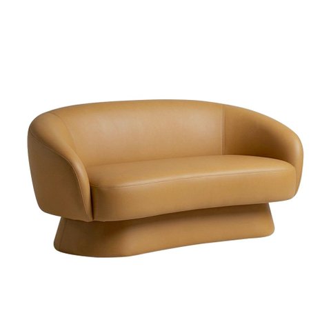 Sofá Curvo 2 Lugares 150cm Liz Corano Caramelo - Nexta Casa
