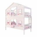 Ver imagem 3 de Beliche Casinha Dos Sonhos com Fechamento Inferior em Madeira Maciça Branco/Rosa Housin