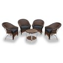 Ver imagem 1 de Conjunto de Poltronas Fibra Sintética Alumínio Berlim - 4 Poltronas + 1 Mesa Centro - Tecido Nautica
