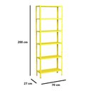 Ver imagem 2 de Estante Aço 6 Prateleiras Livros Cozinha Quarto Eaf013 Amarelo